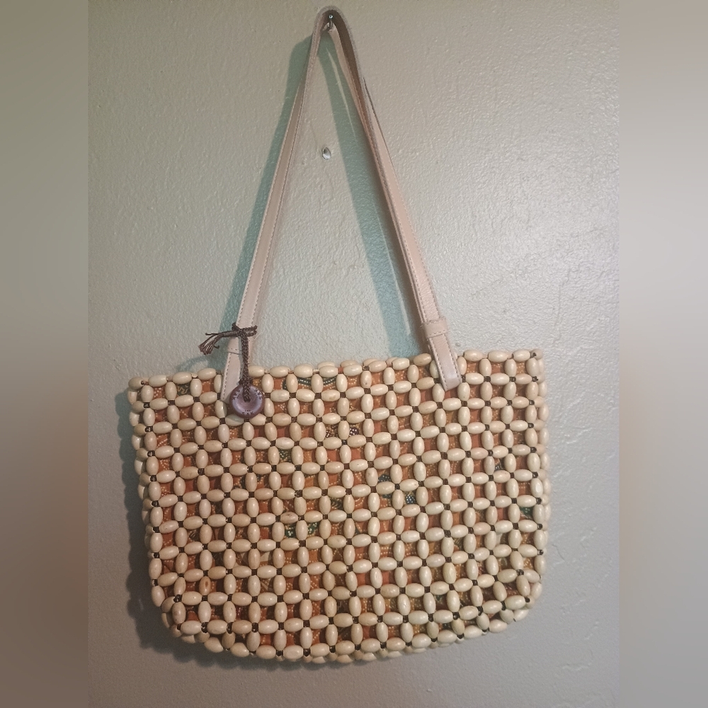 Elegant Cream and Tan Woven Women's Bag